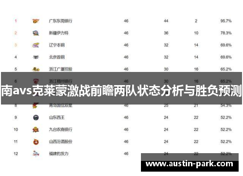 南avs克莱蒙激战前瞻两队状态分析与胜负预测